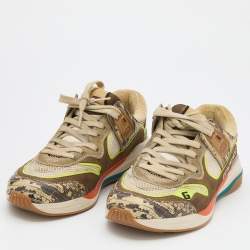 Gucci Multicolor Mesh, Leather and Suede Ultrapace Low Top Sneakers Size 38