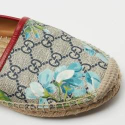 Pre Owned GUCCI Multicolor GG Coated Canvas Blooms Espadrille Flats Size 37
