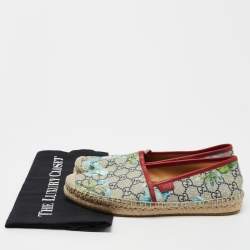 Pre Owned GUCCI Multicolor GG Coated Canvas Blooms Espadrille Flats Size 37