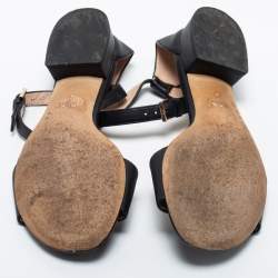 Gucci Black Leather Horsebit Ankle Strap Sandals Size 36