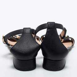 Gucci Black Leather Horsebit Ankle Strap Sandals Size 36