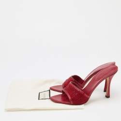 Gucci Red Beads and Lizard Embossed Mules Sandals Size 38