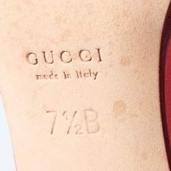 Gucci Red Beads and Lizard Embossed Mules Sandals Size 38