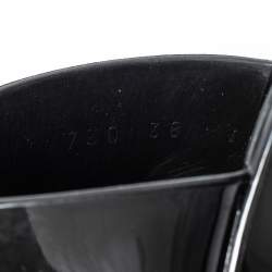 Pre Owned Gucci Black Logo Rubber Slide Block Heel Sandals Size 38