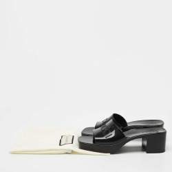 مملوكة مسبقًا Gucci Black Rubber Block Heel Slide Sandals Size 38
