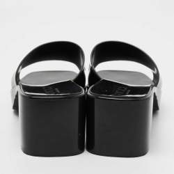 مملوكة مسبقًا Gucci Black Rubber Block Heel Slide Sandals Size 38