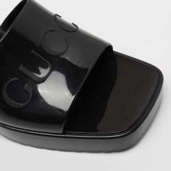 مملوكة مسبقًا Gucci Black Rubber Block Heel Slide Sandals Size 38