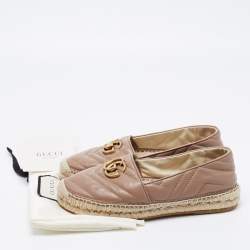 مملوكة مسبقًا Gucci Beige Quilted Leather GG Marmont Espradrille Flats Size 36