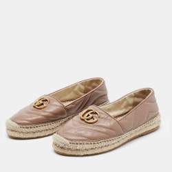 مملوكة مسبقًا Gucci Beige Quilted Leather GG Marmont Espradrille Flats Size 36
