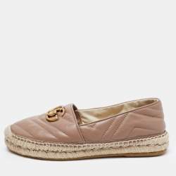 مملوكة مسبقًا Gucci Beige Quilted Leather GG Marmont Espradrille Flats Size 36