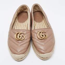 مملوكة مسبقًا Gucci Beige Quilted Leather GG Marmont Espradrille Flats Size 36