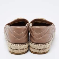 مملوكة مسبقًا Gucci Beige Quilted Leather GG Marmont Espradrille Flats Size 36