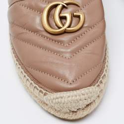 مملوكة مسبقًا Gucci Beige Quilted Leather GG Marmont Espradrille Flats Size 36