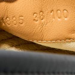 Pre Owned Gucci Black Leather Bee and Star Embroidered Platform Espadrilles Size 38