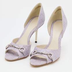 Pre Owned Gucci Lilac Guccissima Leather Horsebit D'orsay Pumps Size 36