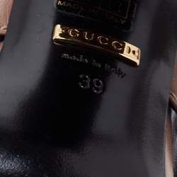 Gucci Light Brown Quilted Leather Criss Cross Block Heel Mules Size 39