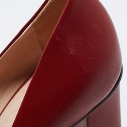 Gucci Red Leather Horsebit Block Heel  Pumps Size 37