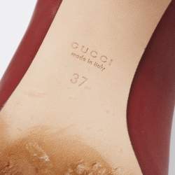 Gucci Red Leather Horsebit Block Heel  Pumps Size 37