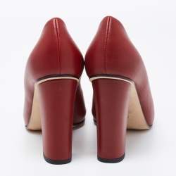 Gucci Red Leather Horsebit Block Heel  Pumps Size 37