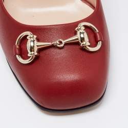 Gucci Red Leather Horsebit Block Heel  Pumps Size 37