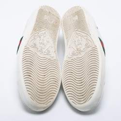 Pre Owned Gucci White Leather Ace Low Top Sneakers Size 39.5