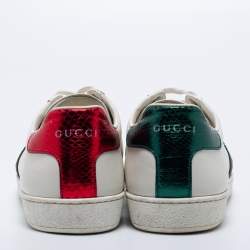 Pre Owned Gucci White Leather Ace Low Top Sneakers Size 39.5