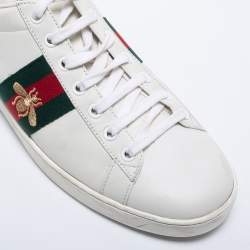 Pre Owned Gucci White Leather Ace Low Top Sneakers Size 39.5