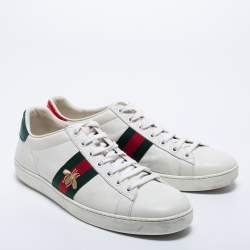 Pre Owned Gucci White Leather Ace Low Top Sneakers Size 39.5