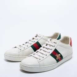 Pre Owned Gucci White Leather Ace Low Top Sneakers Size 39.5