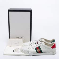 Pre Owned Gucci White Leather Ace Low Top Sneakers Size 39.5