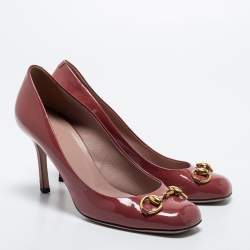 مملوكة مسبقًا Gucci Brown Patent Leather Horsebit Pumps Size 39