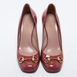 مملوكة مسبقًا Gucci Brown Patent Leather Horsebit Pumps Size 39