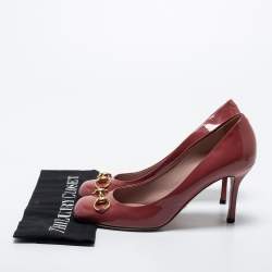 مملوكة مسبقًا Gucci Brown Patent Leather Horsebit Pumps Size 39
