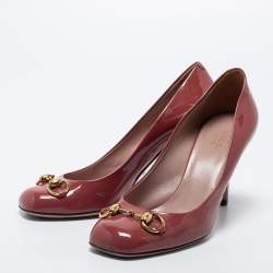 مملوكة مسبقًا Gucci Brown Patent Leather Horsebit Pumps Size 39