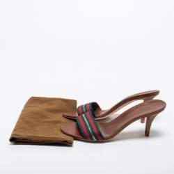 Gucci Tricolor Zip Web Canvas Slide Sandals Size 37