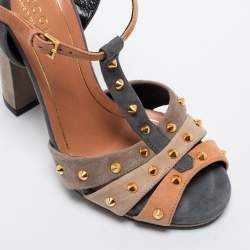 Gucci Multicolor  Suede Studded Ankle Strap Sandals Size 35