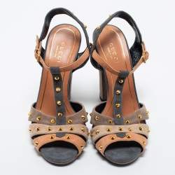 Gucci Multicolor  Suede Studded Ankle Strap Sandals Size 35