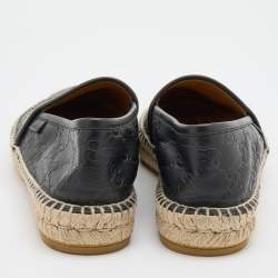 Pre Owned Gucci Black Guccissima Leather Pilar Espadrille Flats Size 38.5
