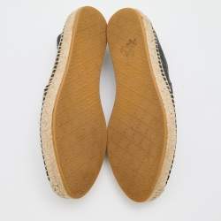 Pre Owned Gucci Black Guccissima Leather Pilar Espadrille Flats Size 38.5