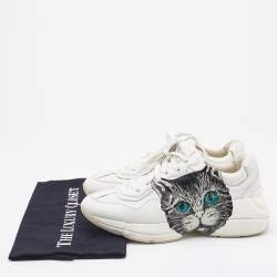 Gucci White Leather Mystic Cat Rhyton Low Top Sneakers Size 37