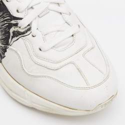 Gucci White Leather Mystic Cat Rhyton Low Top Sneakers Size 37