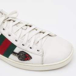 Gucci White Leather Arrow Embellished Ace Low Top Sneakers Size 37