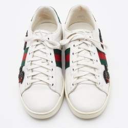 Gucci White Leather Arrow Embellished Ace Low Top Sneakers Size 37