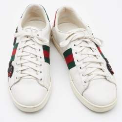 Gucci White Leather Arrow Embellished Ace Low Top Sneakers Size 37