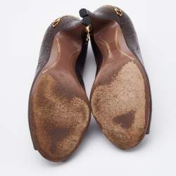 مملوكة مسبقًا Gucci Dark Brown Guccissima Leather Peep Toe Pumps Size 36