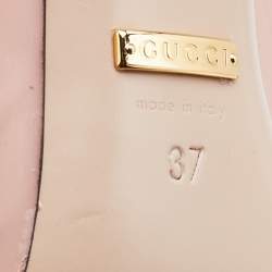 Pre Owned Gucci Light Pink Patent Leather Sadie Spike Accents Pumps Size 37