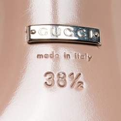 Pre Owned Gucci Light Blue Patent Leather Horsebit Peep Toe Pumps Size 38.5