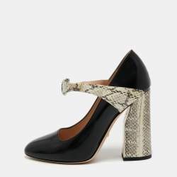 Gucci Tricolor Leather and Snakeskin Nimue Mary Jane Pumps Size 37