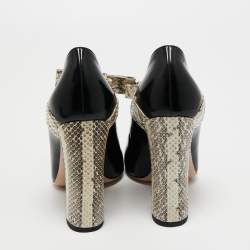 Gucci Tricolor Leather and Snakeskin Nimue Mary Jane Pumps Size 37