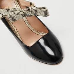 Gucci Tricolor Leather and Snakeskin Nimue Mary Jane Pumps Size 37